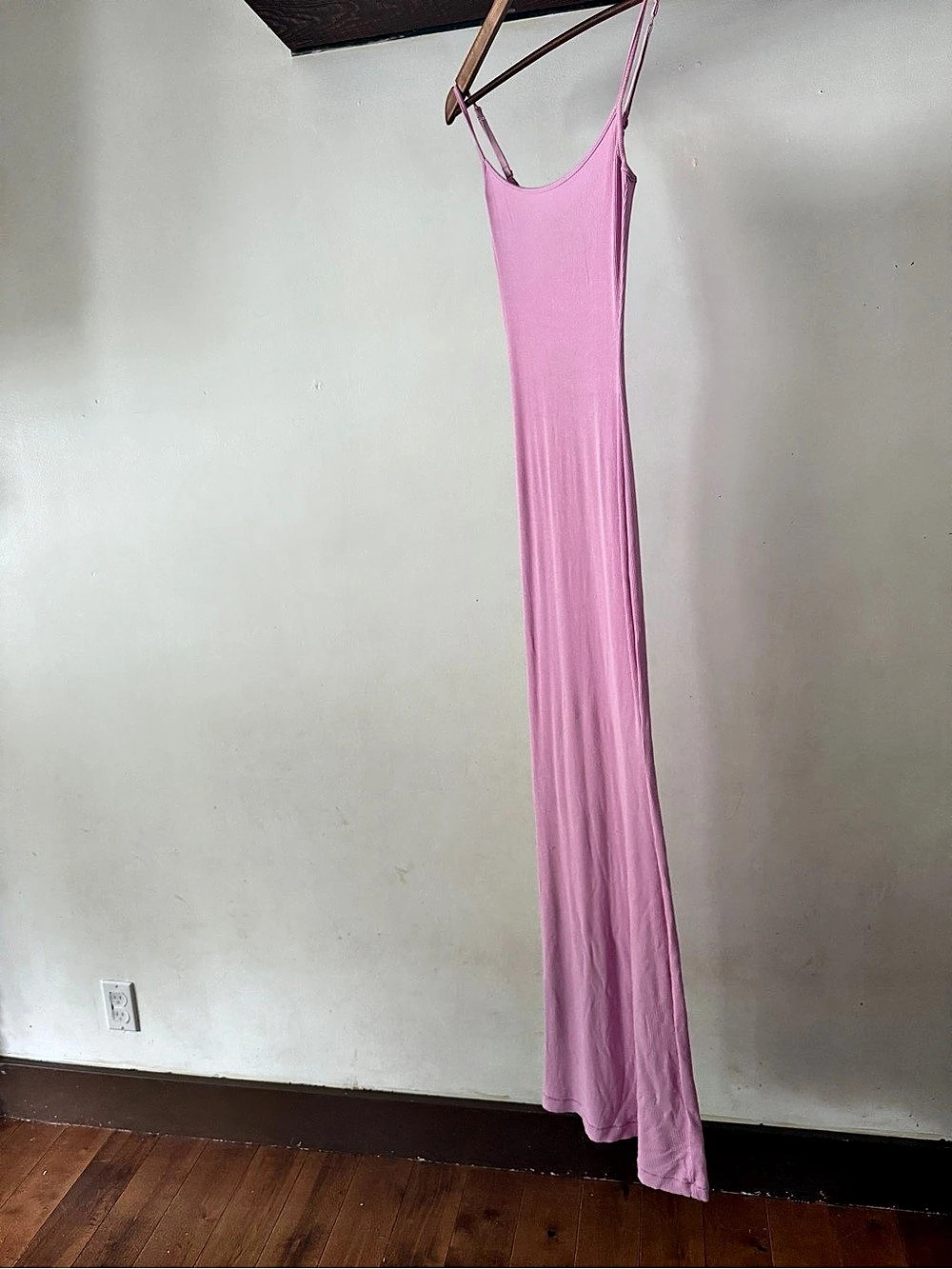 SKIMS Pink Ribbed Maxi Dress